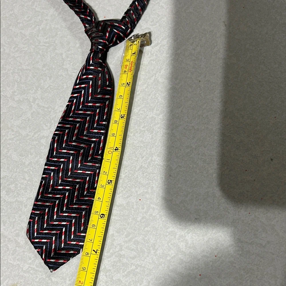 Kid's Chevron Patterned Tie in Black, Red, and Gray